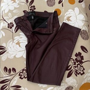 WHBM Burgundy High Rise Coated Skinny Pants